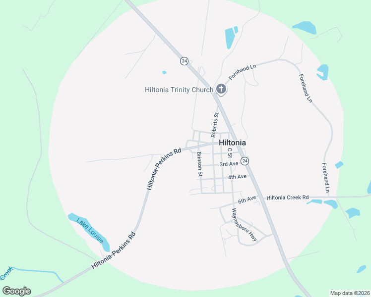 map of restaurants, bars, coffee shops, grocery stores, and more near Bascom Road in Hiltonia