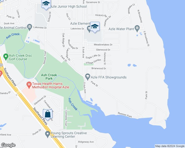 map of restaurants, bars, coffee shops, grocery stores, and more near 1121 New Meadow Drive in Azle