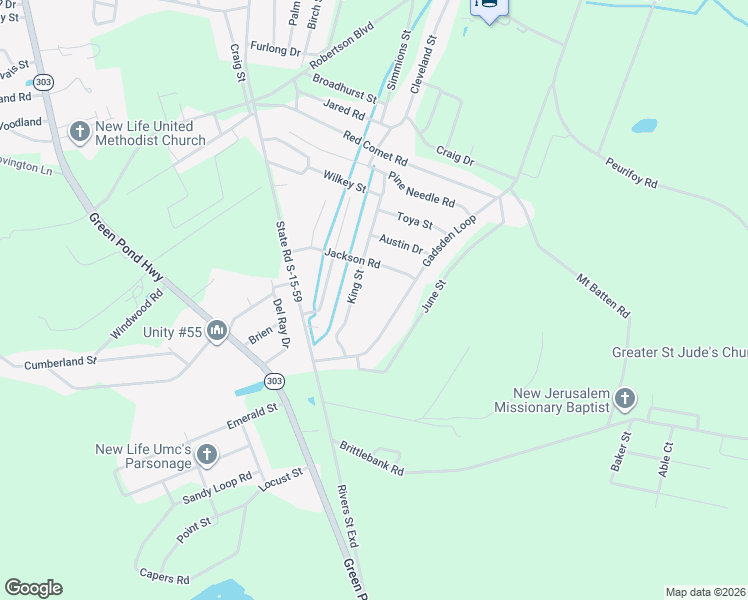 map of restaurants, bars, coffee shops, grocery stores, and more near 603 King Street in Walterboro