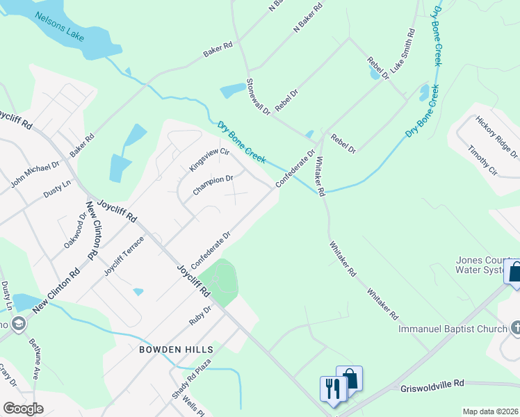 map of restaurants, bars, coffee shops, grocery stores, and more near 3569 Confederate Drive in Macon