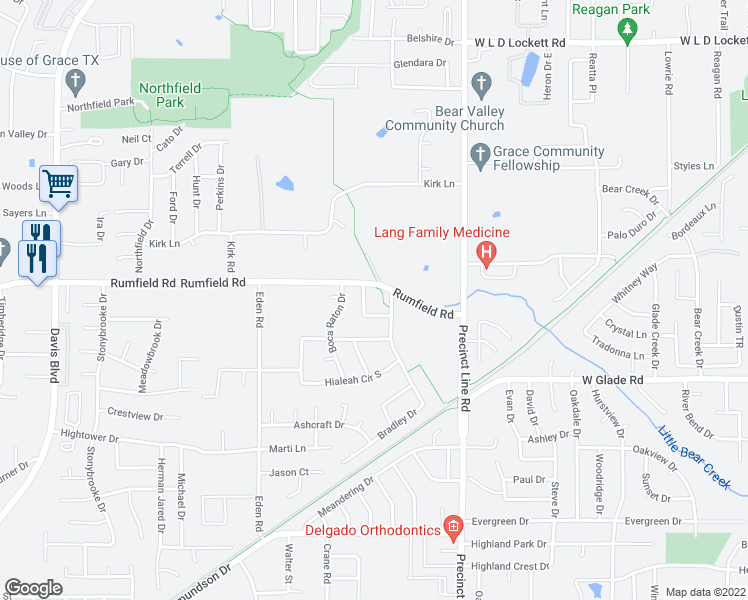 map of restaurants, bars, coffee shops, grocery stores, and more near 9125 Comis Drive in North Richland Hills