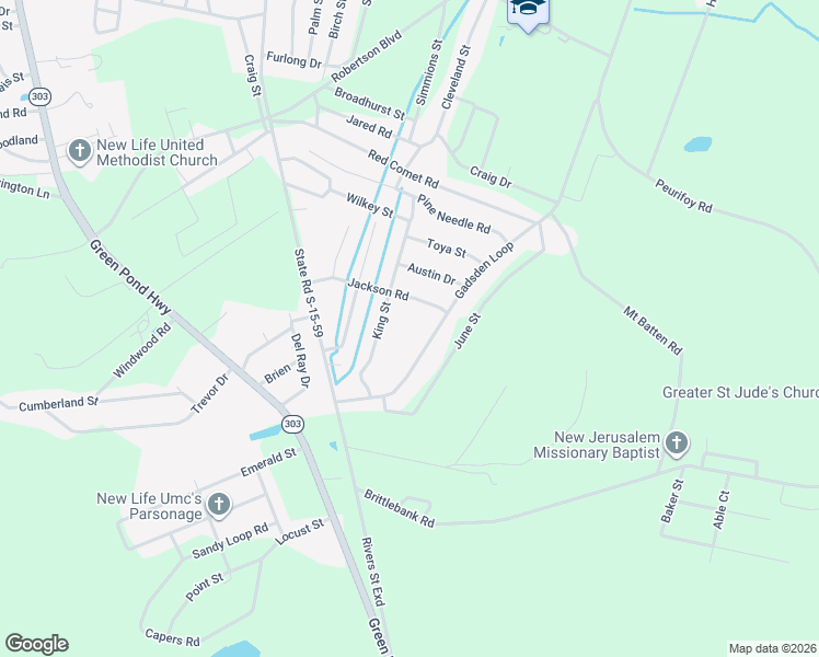 map of restaurants, bars, coffee shops, grocery stores, and more near 603 King Street in Walterboro