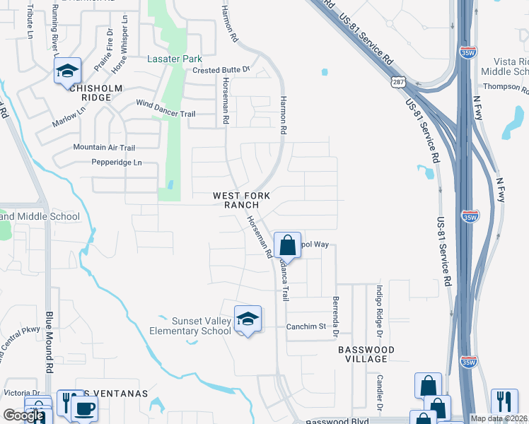 map of restaurants, bars, coffee shops, grocery stores, and more near 7840 Tudanca Trail in Fort Worth