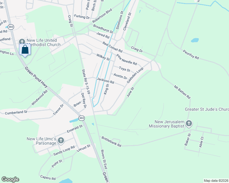 map of restaurants, bars, coffee shops, grocery stores, and more near 603 King Street in Walterboro