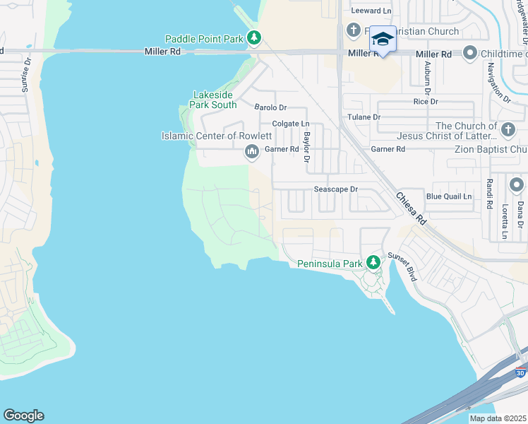 map of restaurants, bars, coffee shops, grocery stores, and more near 6813 Dolphin Circle in Rowlett