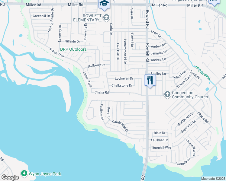 map of restaurants, bars, coffee shops, grocery stores, and more near 2913 Suzanne Drive in Rowlett