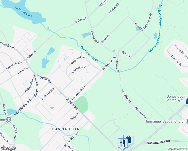 map of restaurants, bars, coffee shops, grocery stores, and more near 3569 Confederate Drive in Macon