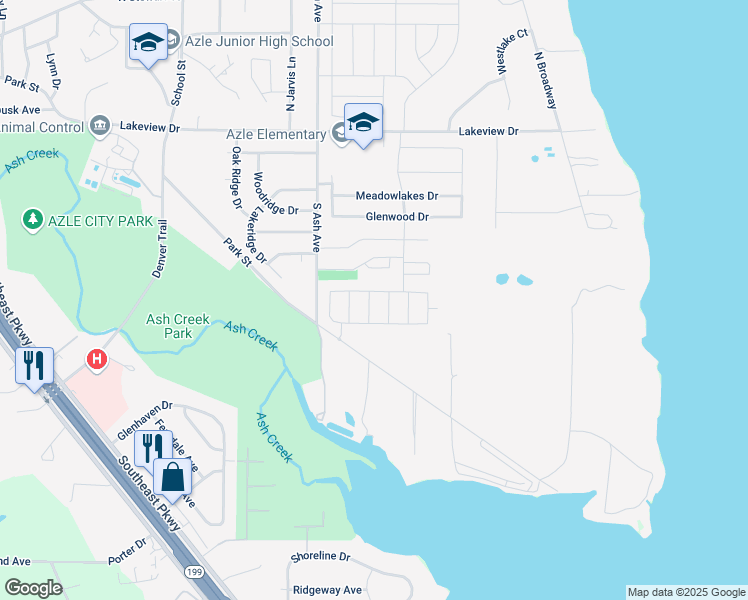 map of restaurants, bars, coffee shops, grocery stores, and more near 1120 Forest Glen in Azle