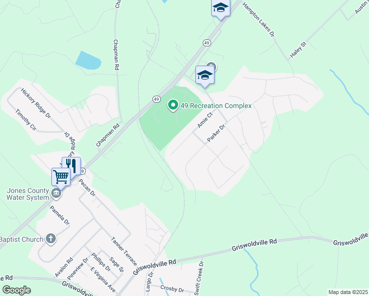 map of restaurants, bars, coffee shops, grocery stores, and more near 152 Parker Drive in Macon