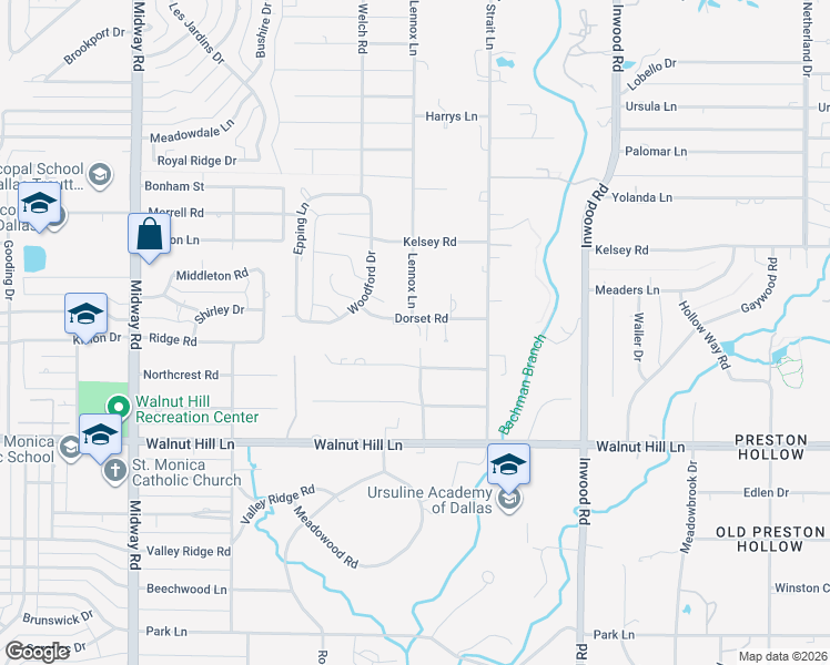 map of restaurants, bars, coffee shops, grocery stores, and more near 10311 Lennox Lane in Dallas