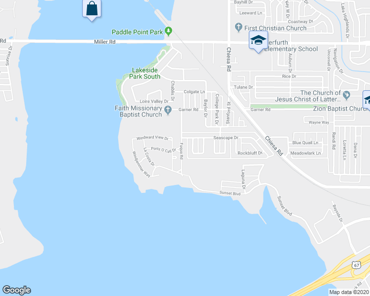 map of restaurants, bars, coffee shops, grocery stores, and more near 2310 Fuqua Road in Rowlett