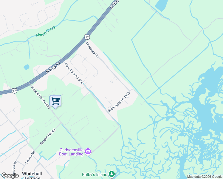 map of restaurants, bars, coffee shops, grocery stores, and more near 986 Bellas Lane in Awendaw