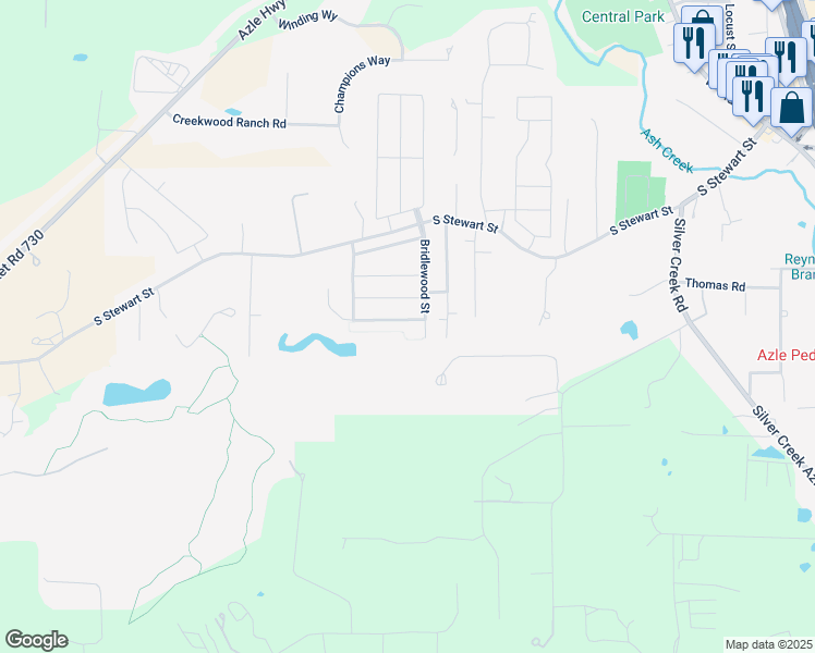 map of restaurants, bars, coffee shops, grocery stores, and more near 637 River Rock Road in Azle