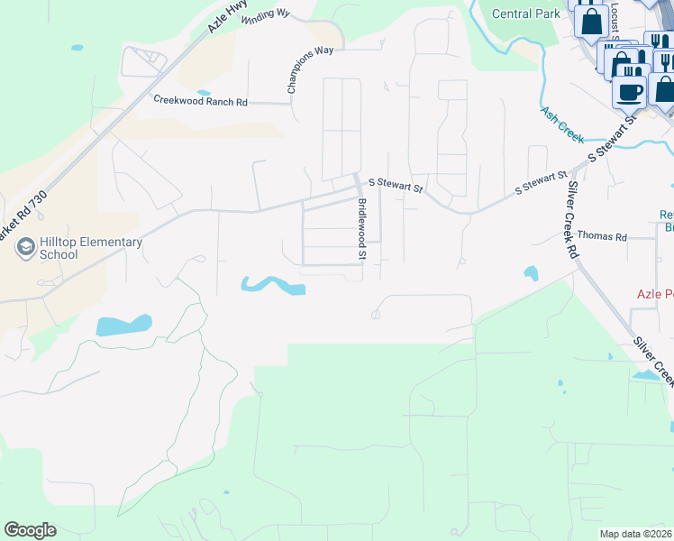map of restaurants, bars, coffee shops, grocery stores, and more near 637 River Rock Road in Azle
