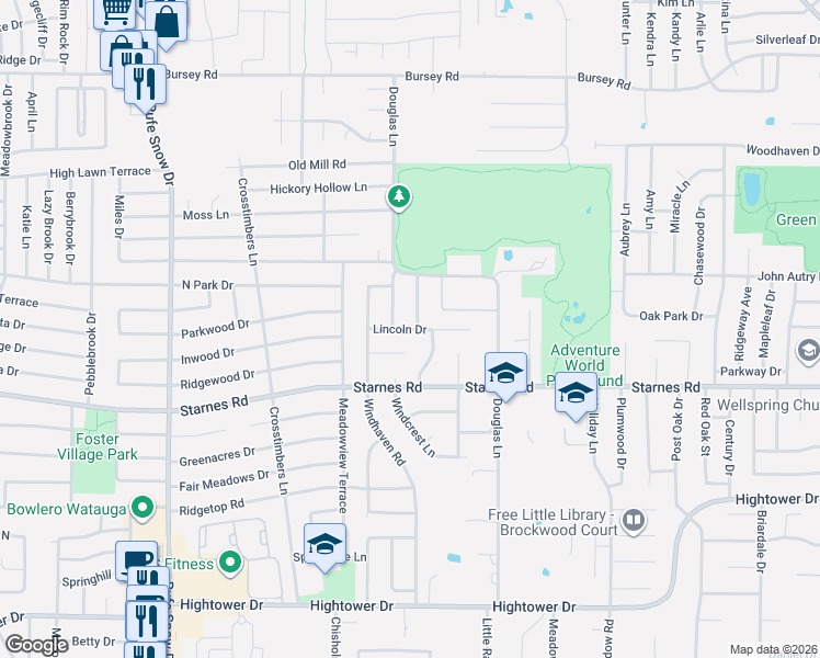 map of restaurants, bars, coffee shops, grocery stores, and more near 7505 Cimarron Drive in North Richland Hills