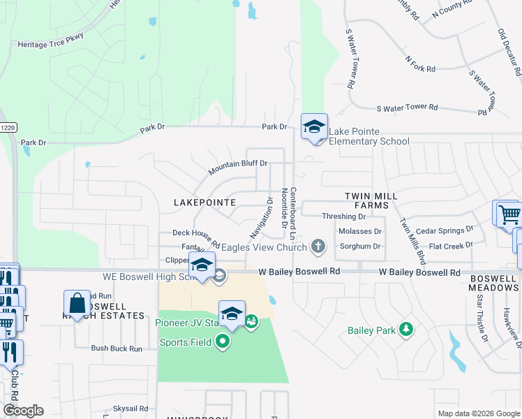 map of restaurants, bars, coffee shops, grocery stores, and more near 5809 Mount Plymouth Point in Fort Worth