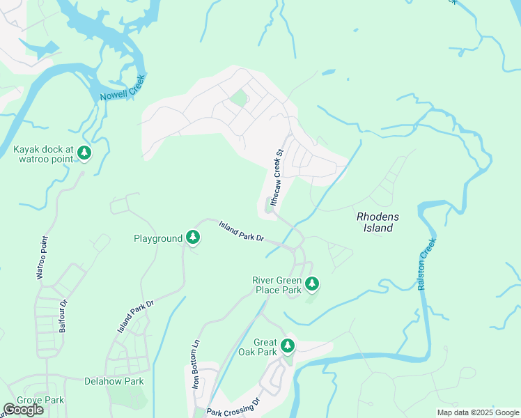 map of restaurants, bars, coffee shops, grocery stores, and more near 1213 Ithecaw Court in Charleston