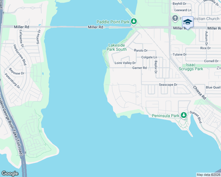 map of restaurants, bars, coffee shops, grocery stores, and more near 2405 Windjammer Way in Rowlett