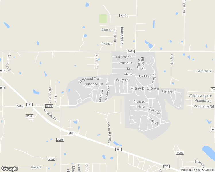 map of restaurants, bars, coffee shops, grocery stores, and more near 9374 Pinewood Drive in Quinlan