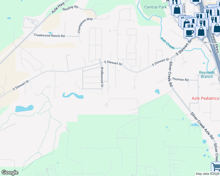 map of restaurants, bars, coffee shops, grocery stores, and more near 217 Stewart Bend Court in Azle