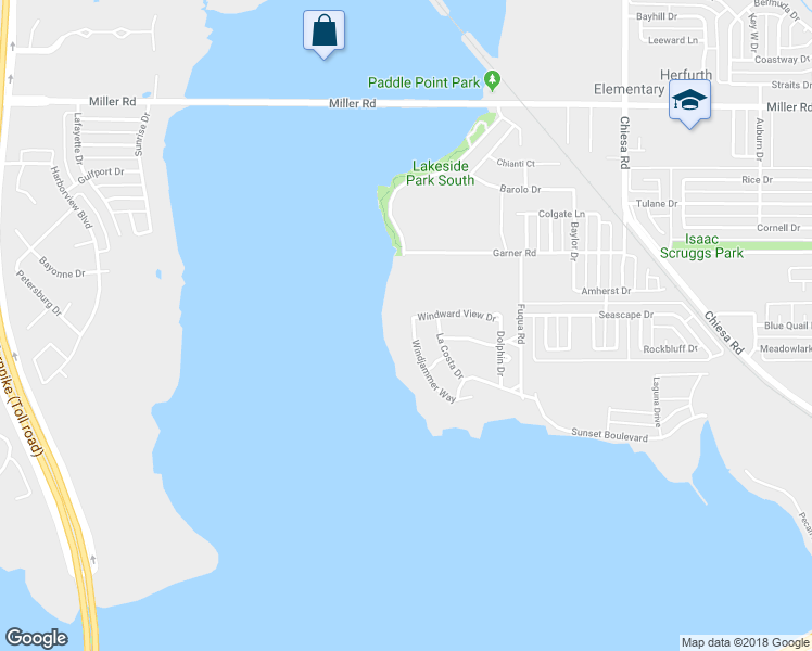 map of restaurants, bars, coffee shops, grocery stores, and more near 2401 Windjammer Way in Rowlett