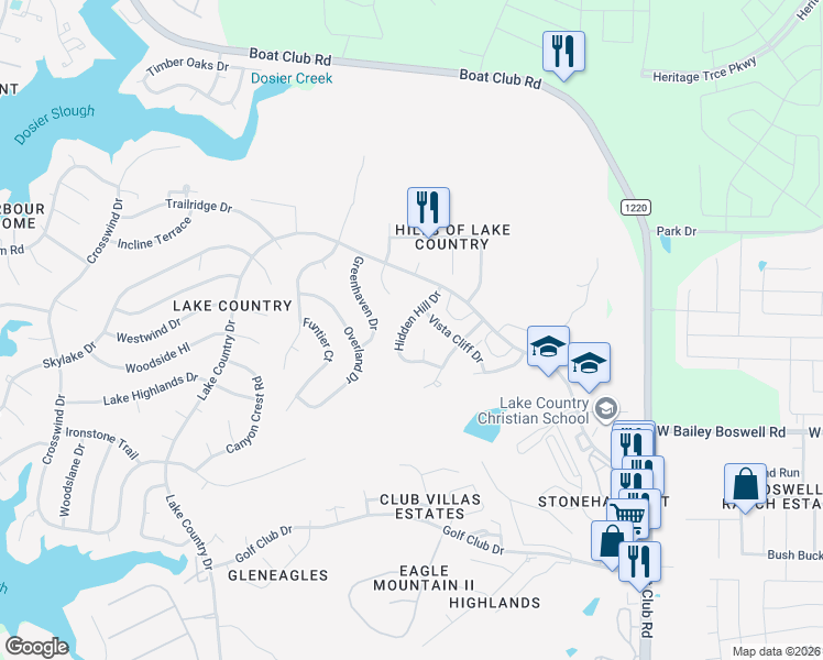 map of restaurants, bars, coffee shops, grocery stores, and more near 8816 Hidden Hill Drive in Fort Worth