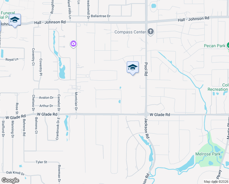 map of restaurants, bars, coffee shops, grocery stores, and more near 2401 Danbury Drive in Colleyville