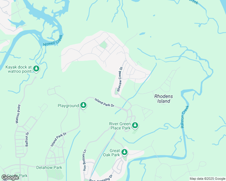 map of restaurants, bars, coffee shops, grocery stores, and more near 1213 Ithecaw Court in Charleston