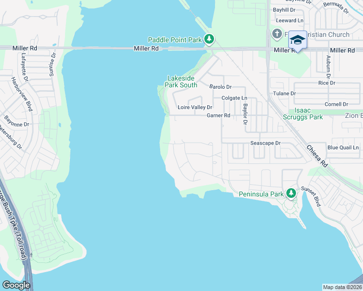 map of restaurants, bars, coffee shops, grocery stores, and more near 6605 Windward View Drive in Rowlett