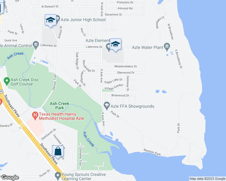 map of restaurants, bars, coffee shops, grocery stores, and more near 1252 Village Garden Drive in Azle