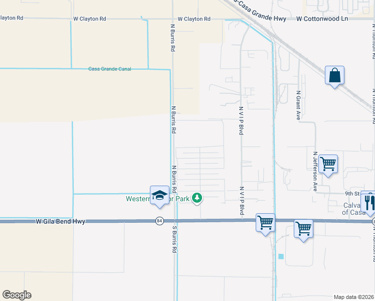 map of restaurants, bars, coffee shops, grocery stores, and more near 1380 West Orchid Place in Casa Grande