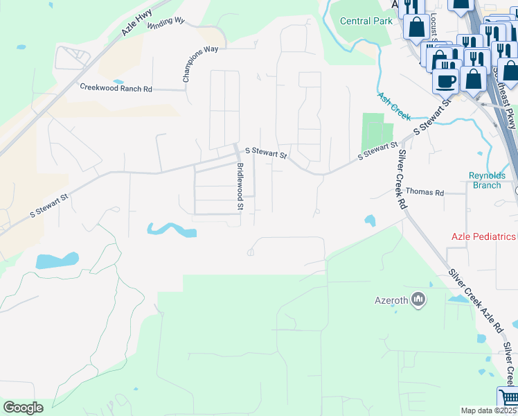 map of restaurants, bars, coffee shops, grocery stores, and more near 213 Stewart Bend Court in Azle