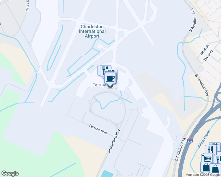 map of restaurants, bars, coffee shops, grocery stores, and more near in Charleston