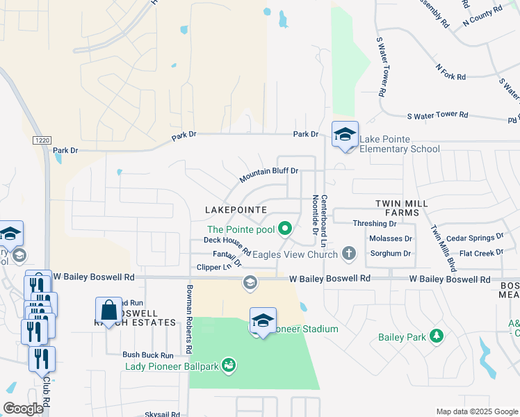 map of restaurants, bars, coffee shops, grocery stores, and more near 5821 Mirror Ridge Drive in Fort Worth