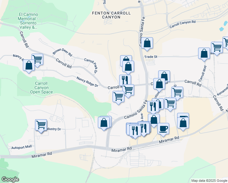 map of restaurants, bars, coffee shops, grocery stores, and more near 8885 Rehco Rd in San Diego
