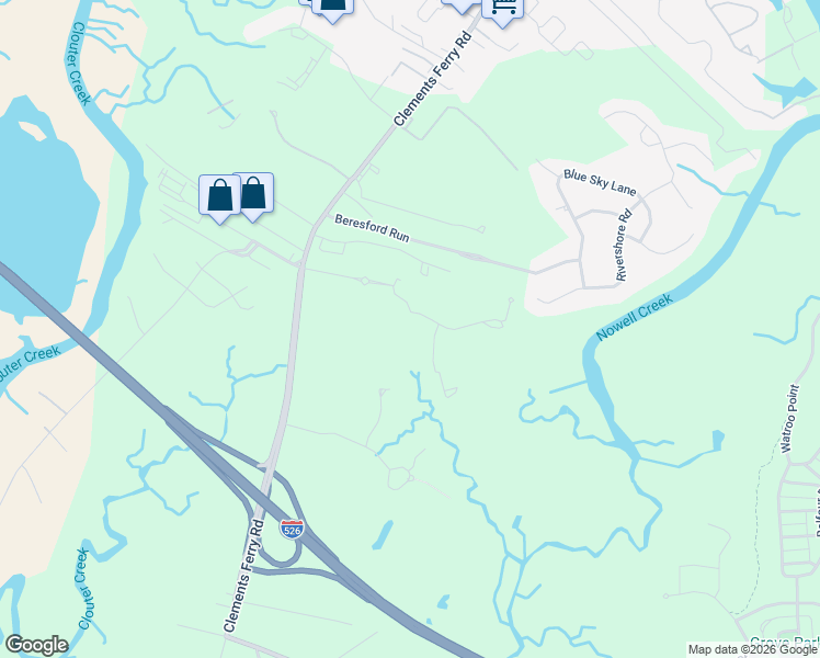 map of restaurants, bars, coffee shops, grocery stores, and more near 161 Grande Oaks Drive in Charleston
