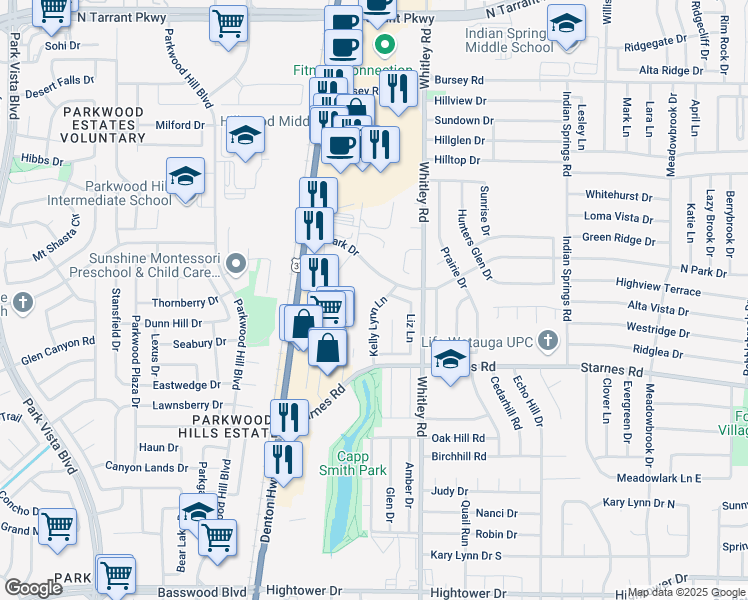 map of restaurants, bars, coffee shops, grocery stores, and more near 7753 Kelly Lynn Lane in Watauga