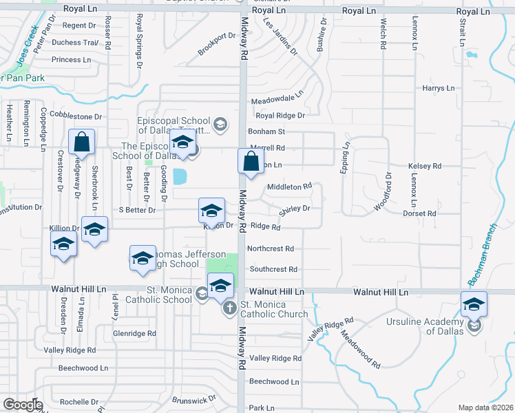 map of restaurants, bars, coffee shops, grocery stores, and more near 4322 Crowley Drive in Dallas