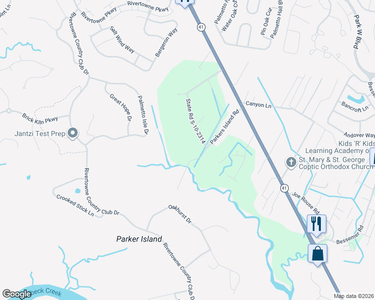 map of restaurants, bars, coffee shops, grocery stores, and more near 2828 Parkers Island Road in Mount Pleasant