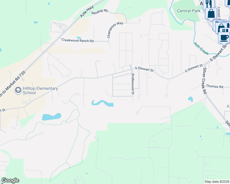 map of restaurants, bars, coffee shops, grocery stores, and more near 600 Creekview Drive in Azle