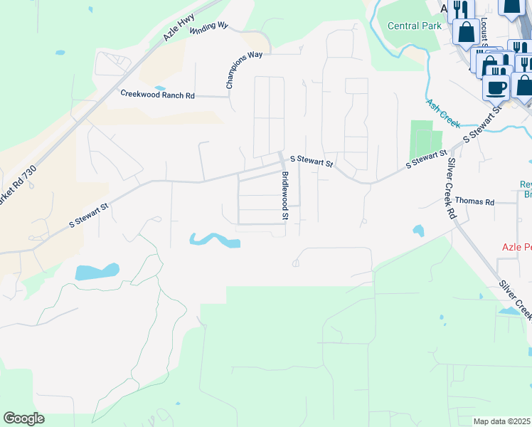 map of restaurants, bars, coffee shops, grocery stores, and more near 637 River Rock Road in Azle