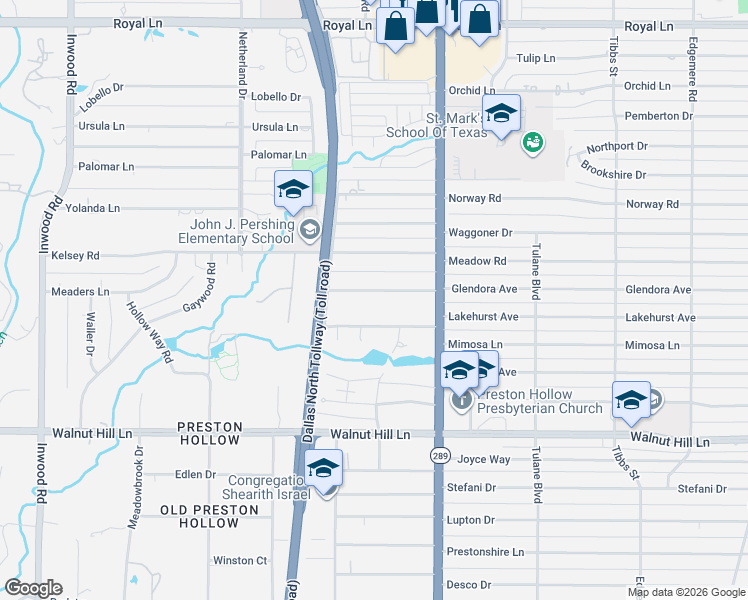 map of restaurants, bars, coffee shops, grocery stores, and more near 5853 Lakehurst Avenue in Dallas