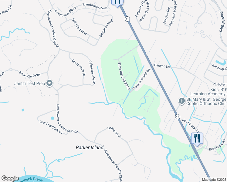 map of restaurants, bars, coffee shops, grocery stores, and more near 2828 Parkers Island Road in Mount Pleasant