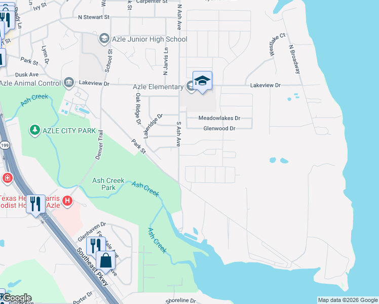 map of restaurants, bars, coffee shops, grocery stores, and more near 1236 Village Garden Drive in Azle