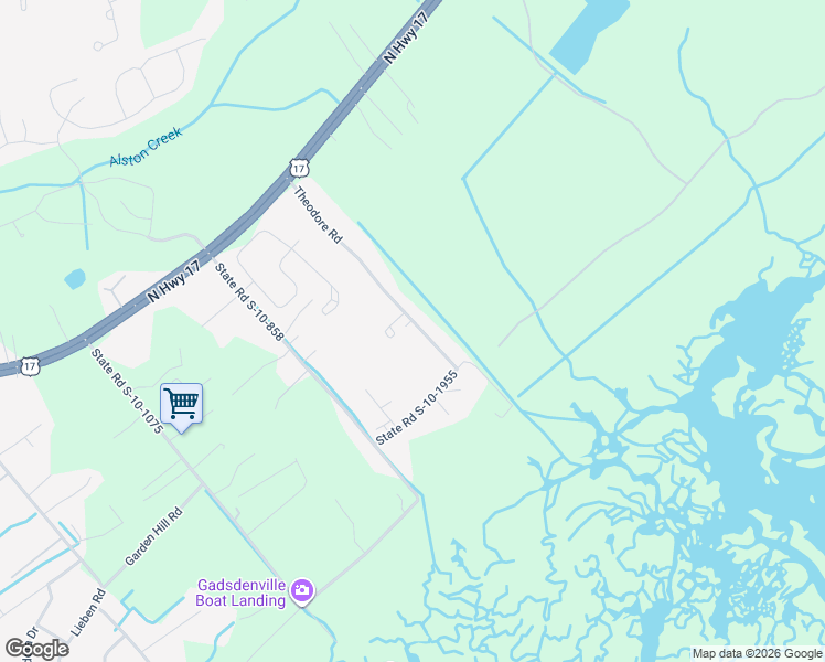 map of restaurants, bars, coffee shops, grocery stores, and more near 977 Theodore Road in Awendaw