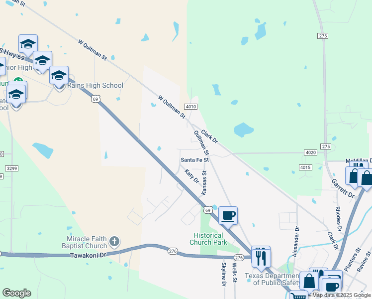 map of restaurants, bars, coffee shops, grocery stores, and more near 224 Santa Fe Street in Emory