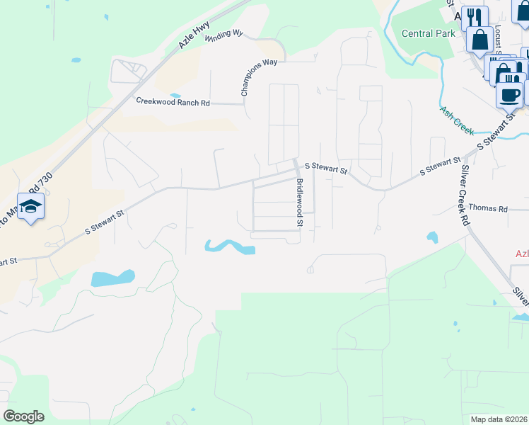 map of restaurants, bars, coffee shops, grocery stores, and more near 600 Creekview Drive in Azle