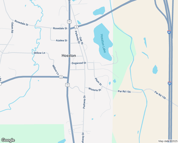 map of restaurants, bars, coffee shops, grocery stores, and more near 14790 Plum Street in Hosston