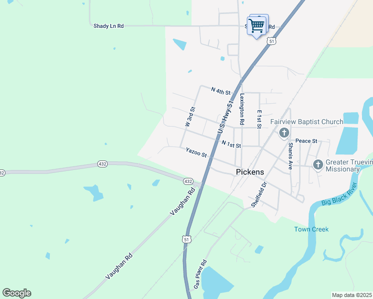 map of restaurants, bars, coffee shops, grocery stores, and more near 2221 Yazoo Street in Pickens