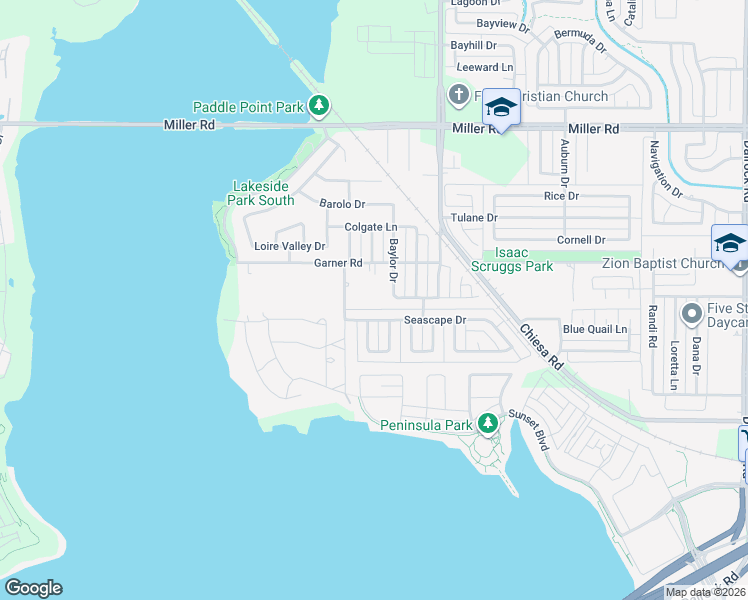 map of restaurants, bars, coffee shops, grocery stores, and more near 2601 Baylor Drive in Rowlett